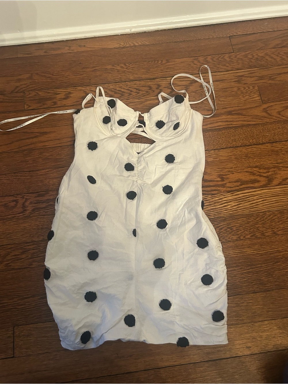 For Love & Lemons White Dress with Black Logo Ribbon / UOFSC GAMEDAY